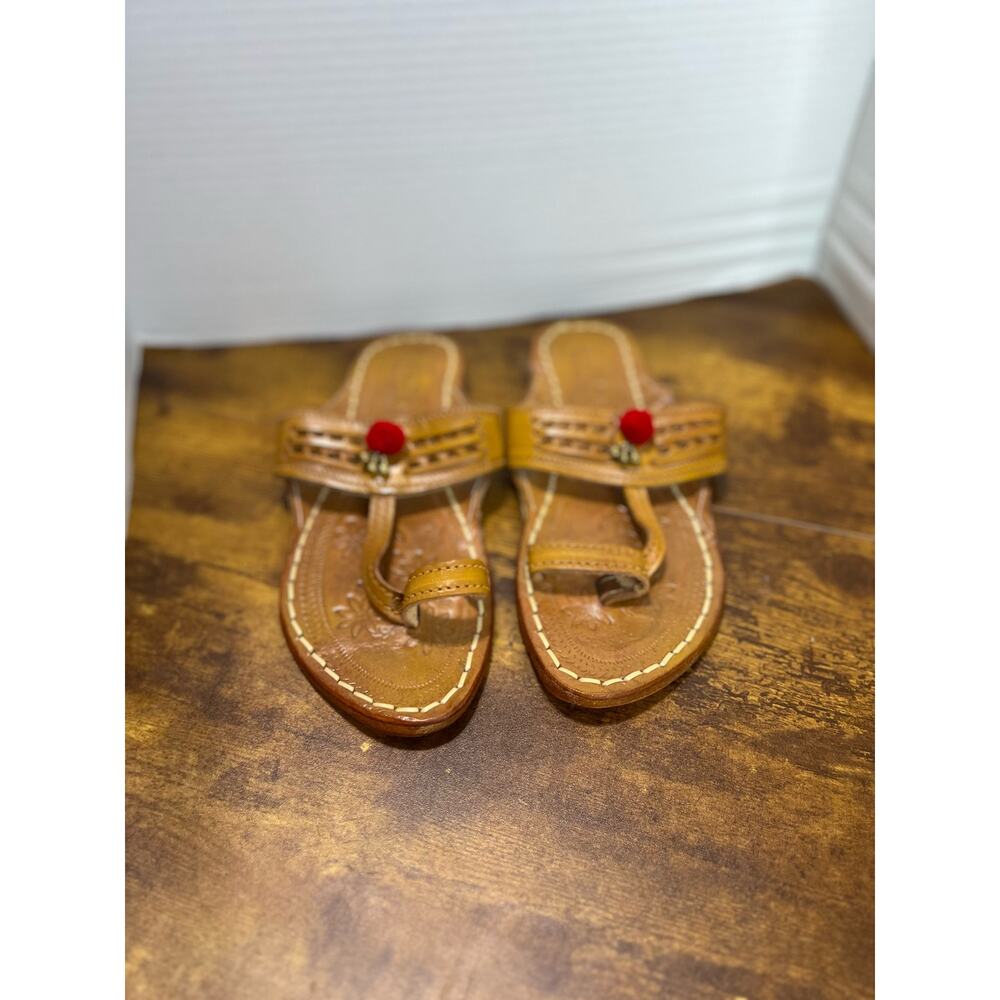 Jari Braids Men sz 9.5 Kholapuri Chappal Sandal 1010 - Picture 2 of 7